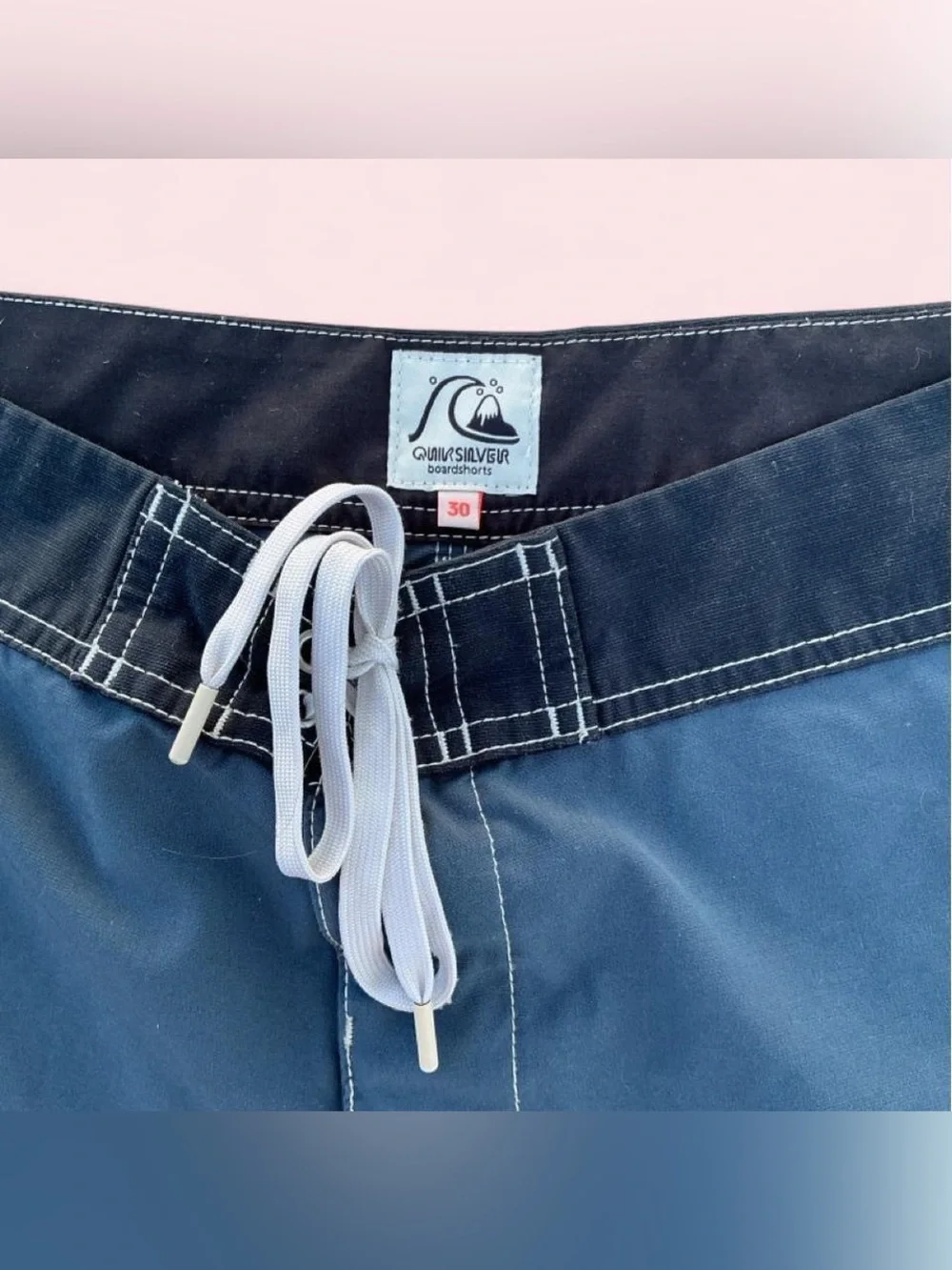 Quiksilver Men’s Navy and Black Boardshorts with White Trim